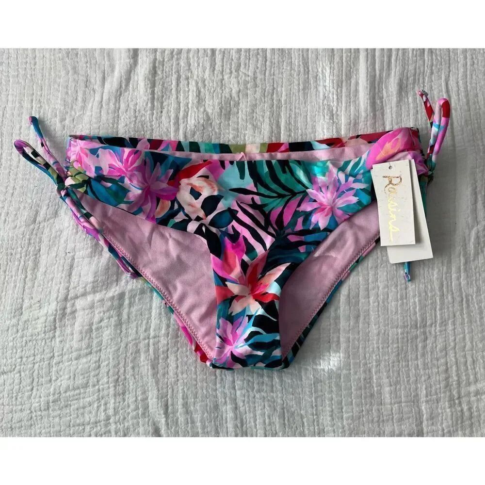 Raisins Juniors' Luna Tropical-Print Side-Tie Bikini Bottoms NEW NWT - Picture 3 of 8